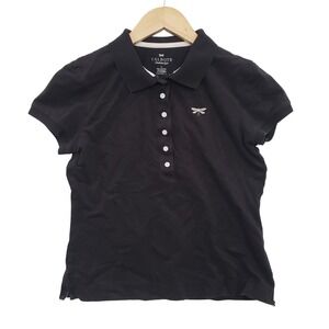 Talbots Womens Black Short Sleeve Polo‎ Shirt Dragonfly Logo Size S Preppy Golf